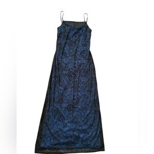 Next Up Vintage Y2K 90's Black & blue Sparkly Whimsygoth Fairy Maxi Dress Sz M